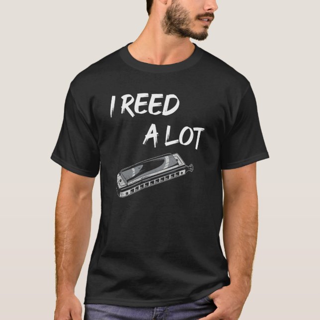 Camiseta I Reed A Lot Harmonica Player (Frente)