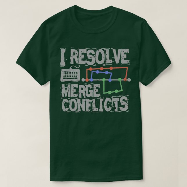 Camiseta I Resolve Merge Conflicts Grunge (Frente do Design)