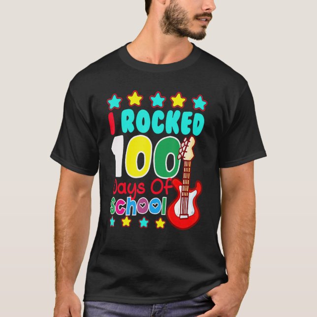 Camiseta I Rocked 100 Days Of School Guitar  Music 100th Da (Frente)
