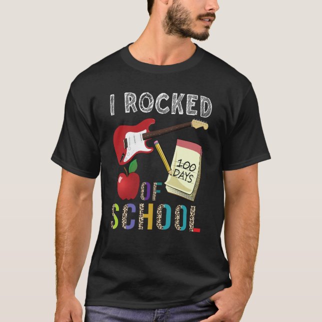 Camiseta I Rocked 100 Days Of School Guitar Music 100th Day (Frente)