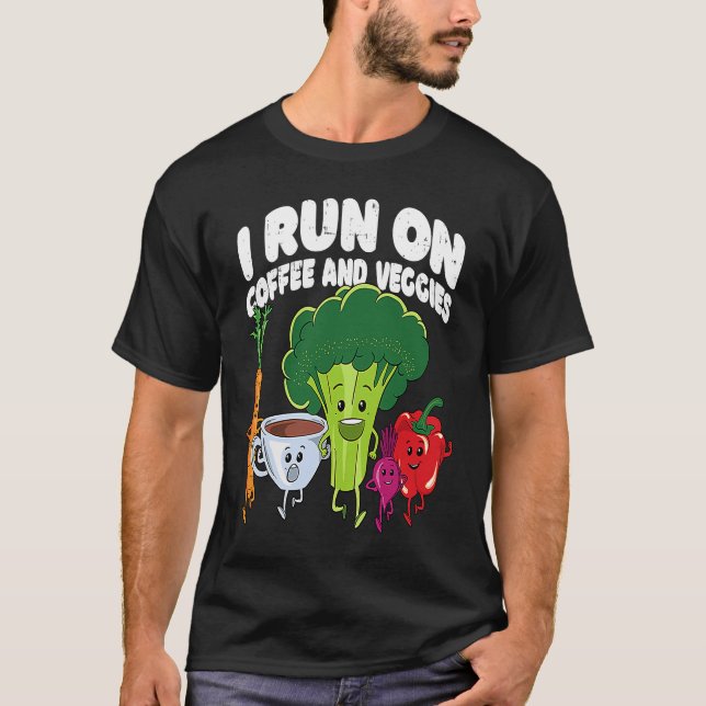 Camiseta I Run On Coffee And Veggies Vegan Runner Vegetaria (Frente)