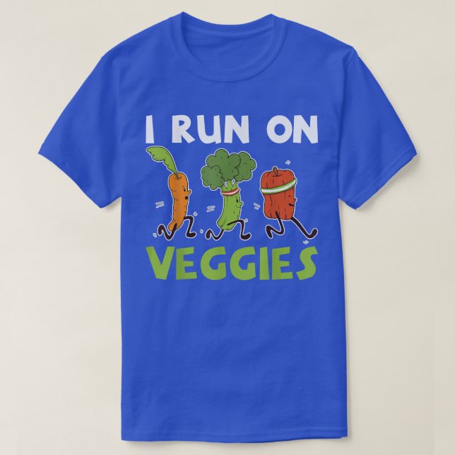 Camiseta I Run On Veggies Fruit Vegetables Vegetarian T-Shi (Frente do Design)