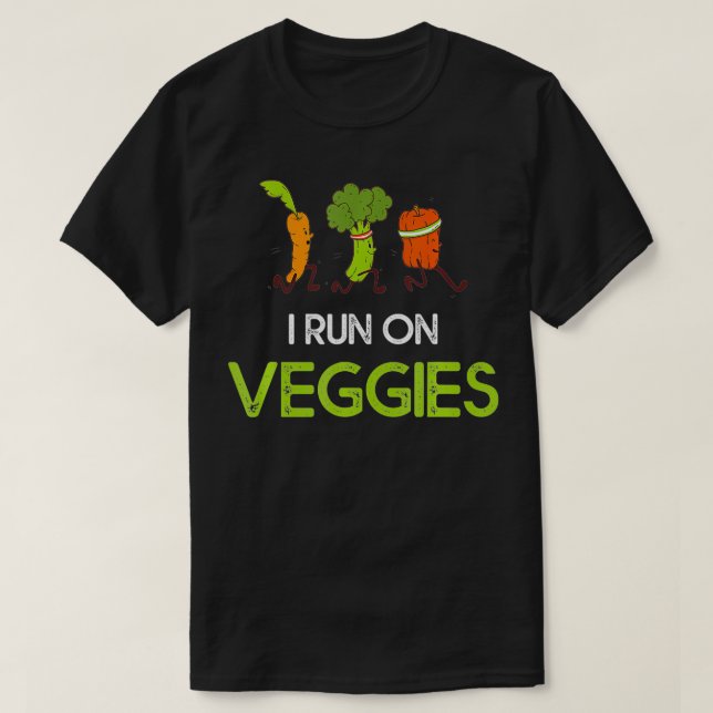 Camiseta I Run On Veggies Vegan Runner Funny Vegetarian Gif (Frente do Design)