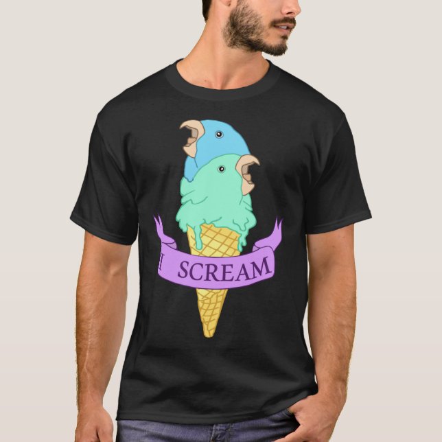 Camiseta I scream Blue Parrotlet Ice cream Turquoise parrot (Frente)
