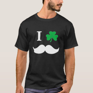 Camiseta I Shamrock Leaf Irish Mustache Dia de São Patrício