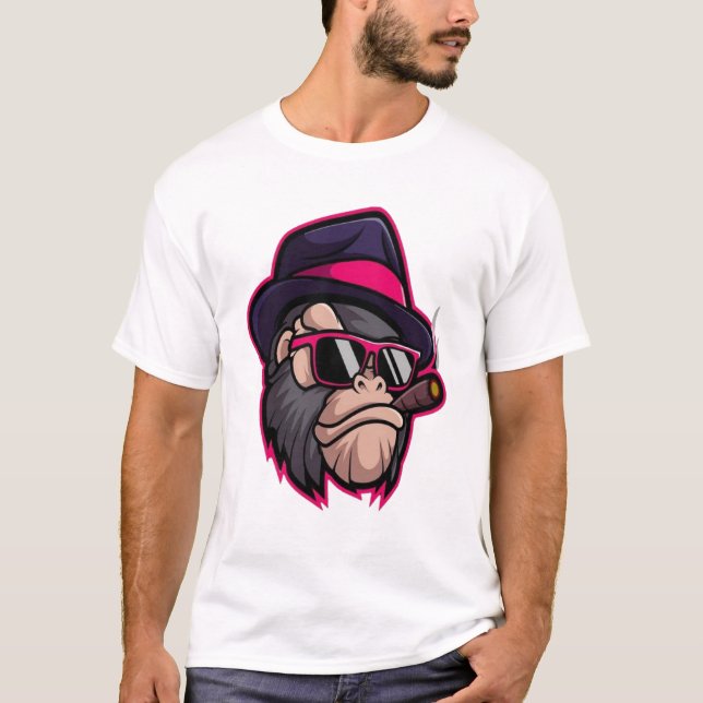 Camiseta I-Shirt de macaco e Boné (Frente)