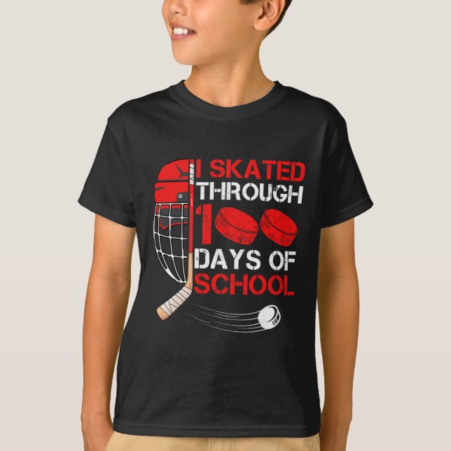 Camiseta I Skated Through 100 Days Of School Ice Hockey Fan (Frente)