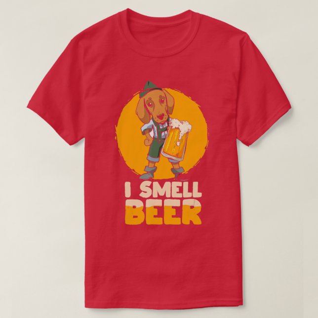 Camiseta I smell beer dog in Bavarian oufit German Party  (Frente do Design)