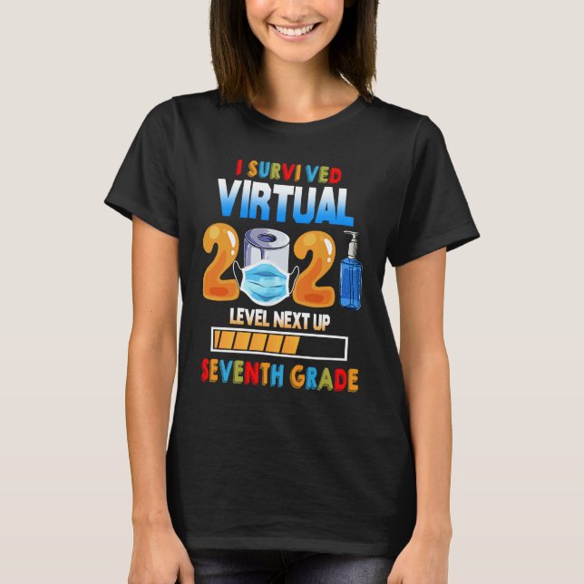 Camiseta I Sobreviveu ao Nível de 6 Virtual 2020 2021 até (Frente)
