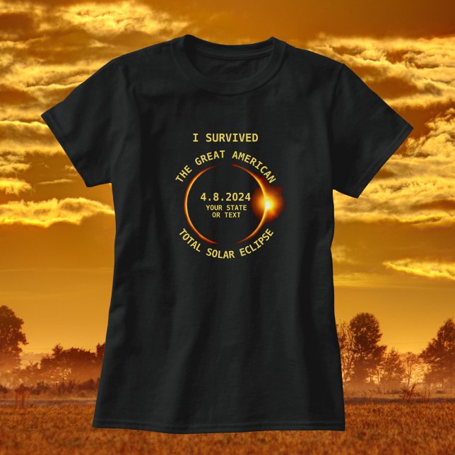 Camiseta I Sobreviveu ao Total Solar Eclipse 4/8/2024 EUA (Criador carregado)