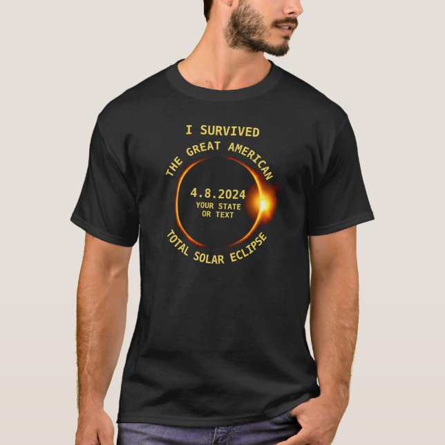 Camiseta I Sobreviveu ao Total Solar Eclipse 4.8.2024 EUA (Frente)