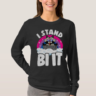 Camiseta I Stand Bi It Raccoon Bisexual Pride Flag Rainbow