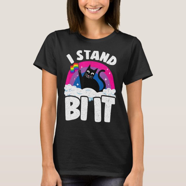 Camiseta I Stand Bi It Rainbow Cat Bisexual Priry Flag Bi P (Frente)
