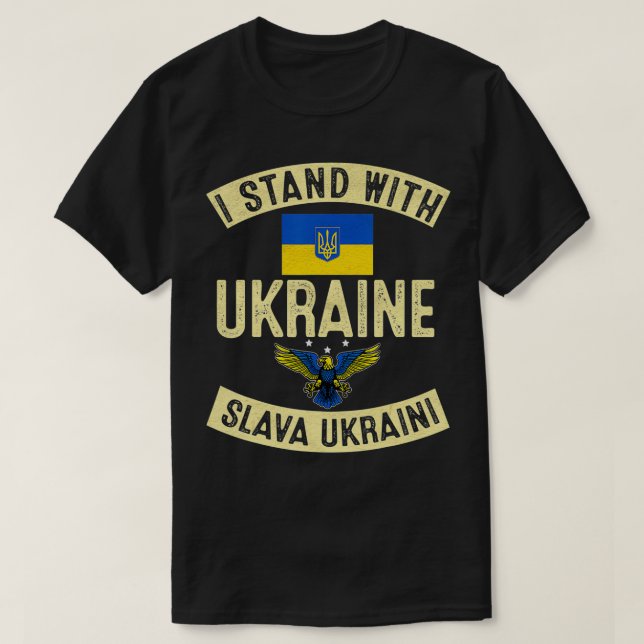 Camiseta I Stand With Ukraine Support Ukraine Ukrainian  (Frente do Design)