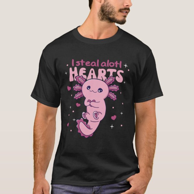Camiseta I Steal Alotl Hearts Valentine s Day Pun Axolotl (Frente)
