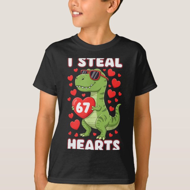 Camiseta I Steal Hearts 67 Trex Kids Valentines Meme Six Se (Frente)