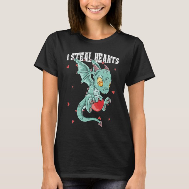 Camiseta I Steal Hearts Cute Little Flying Dragon For Boys  (Frente)