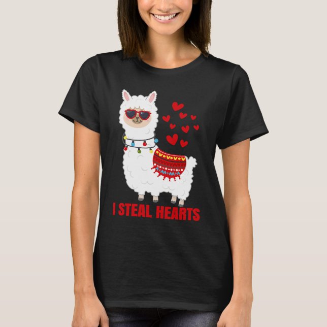 Camiseta I Steal Hearts cute Llama Valentines Day (Frente)