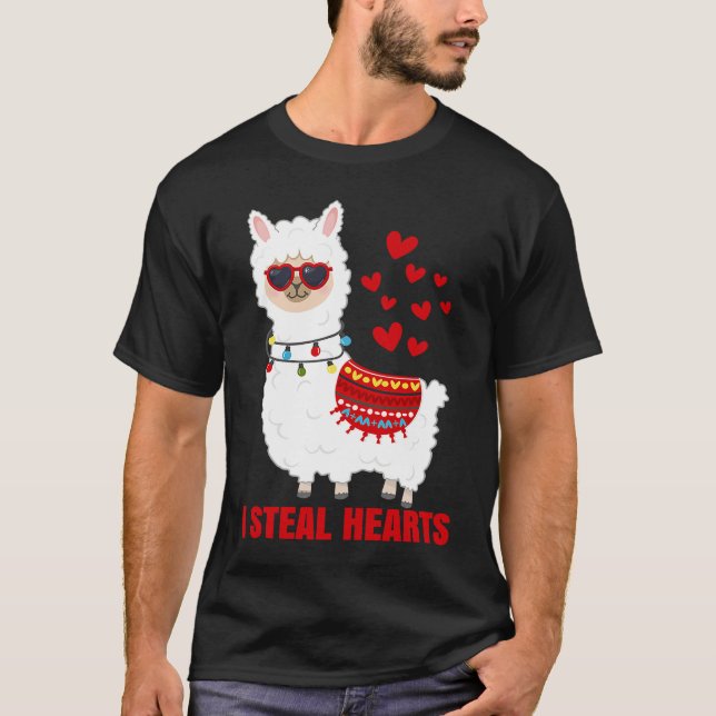 Camiseta I Steal Hearts cute Llama Valentines Day (Frente)
