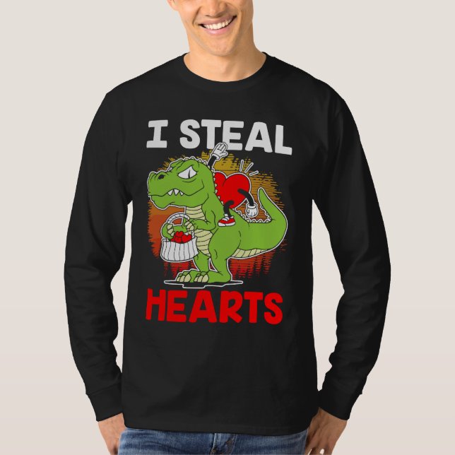 Camiseta i steal hearts Dinosaur Heart Boys girls Valentine (Frente)