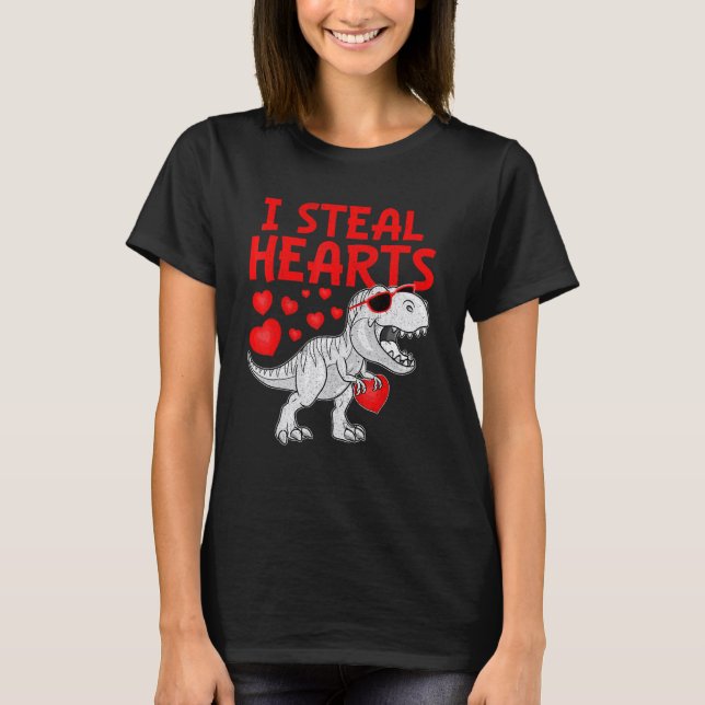 Camiseta I Steal Hearts Dinosaur T Rex Cute Baby Boys Valen (Frente)