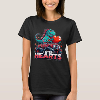 Camiseta I Steal Hearts Dinossaur Namorados 2024