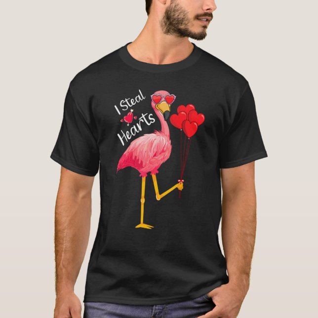 Camiseta I Steal Hearts   Flamingo  Valentine's Day Quotes (Frente)
