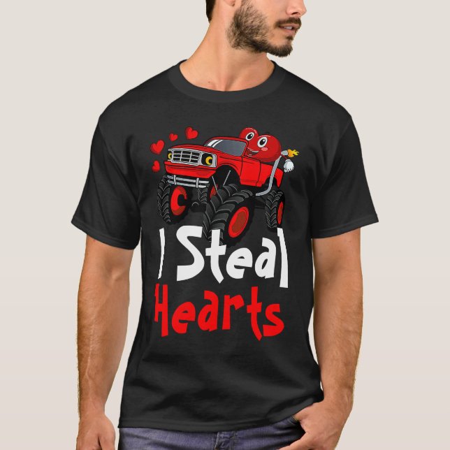 Camiseta I Steal Hearts Monster Truck Heart Face Valentines (Frente)