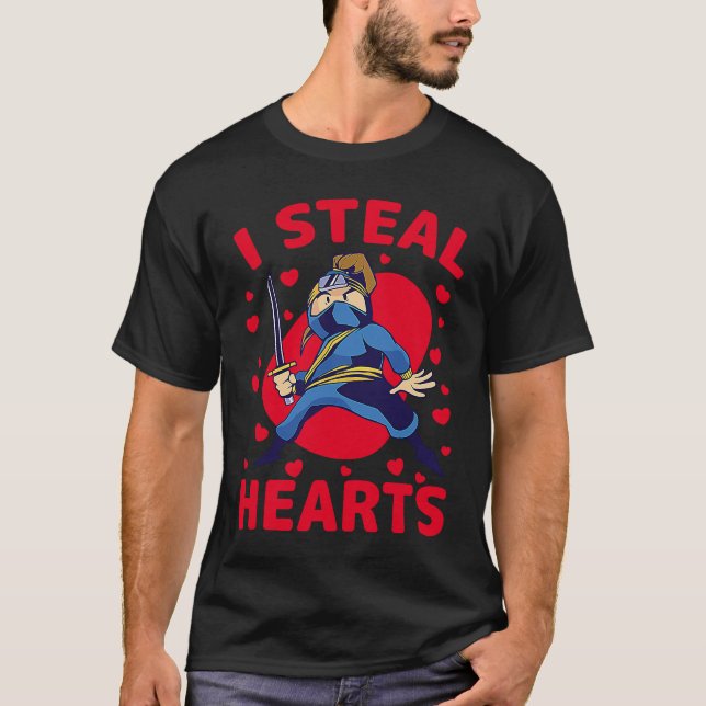 Camiseta I Steal Hearts Ninja Boys Valentines Day Toddler   (Frente)