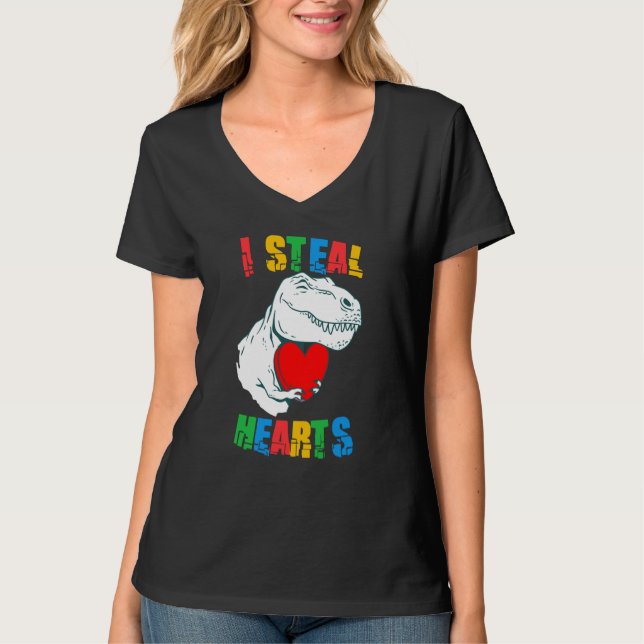 Camiseta I Steal Hearts Rex Autism Awareness Valentines Day (Frente)