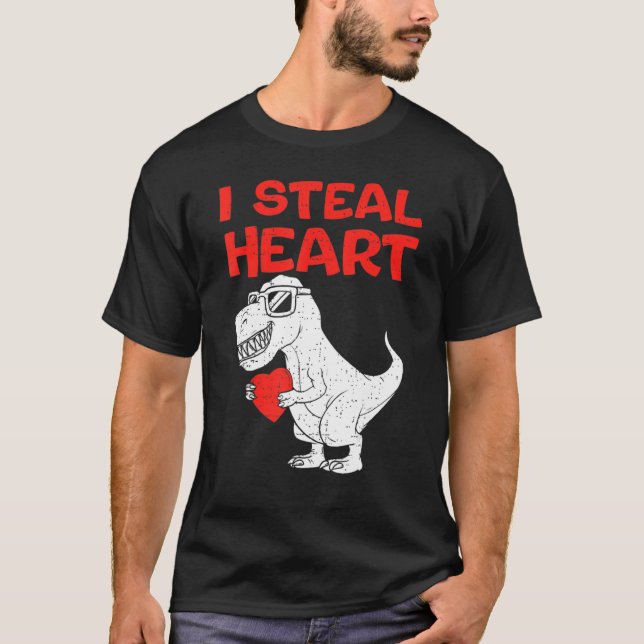 Camiseta I Steal Hearts Shirt Dinosaur T rex Valentines Day (Frente)