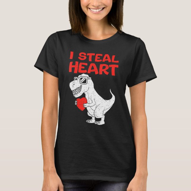 Camiseta I Steal Hearts Shirt Dinosaur T rex Valentines Day (Frente)