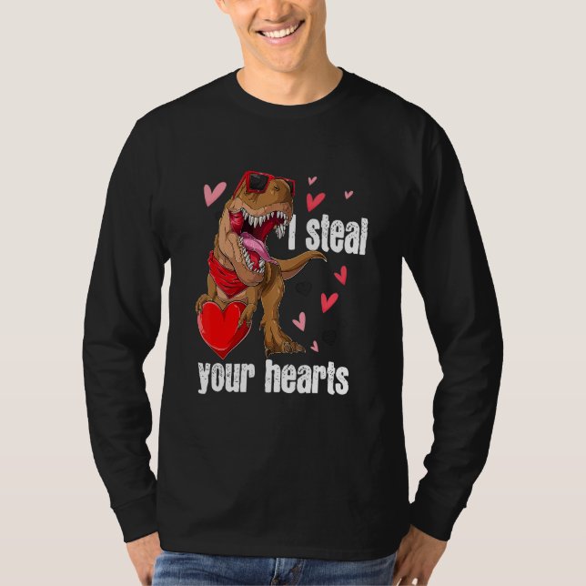 Camiseta I Steal Hearts T rex Love Dinosaur Valentines Day  (Frente)