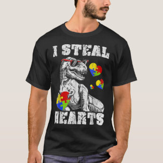 Camiseta I Steal Hearts Trex Dino Baby Boy Autism Awareness