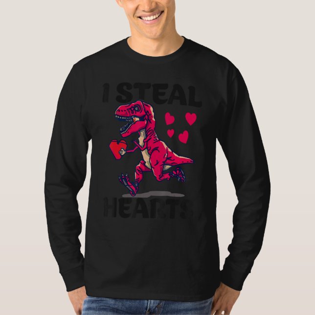 Camiseta I Steal Hearts Trex Dino Baby Boy Valentines Day T (Frente)