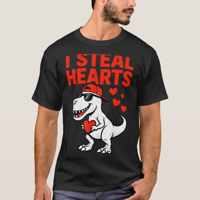 Camiseta I Steal Hearts Trex Dino Baby Boy Valentines Toddl (Frente)