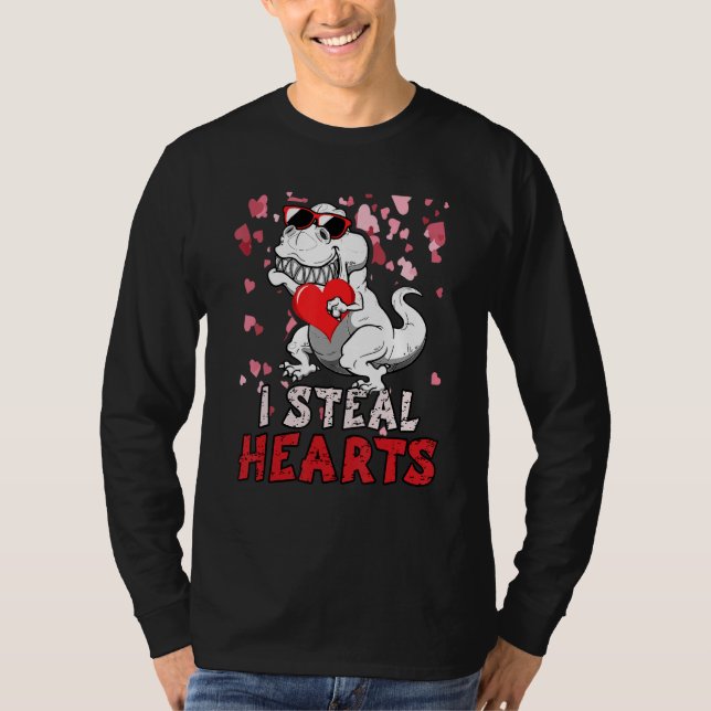Camiseta I Steal Hearts Trex Dinosaur Valentines Day Boys K (Frente)