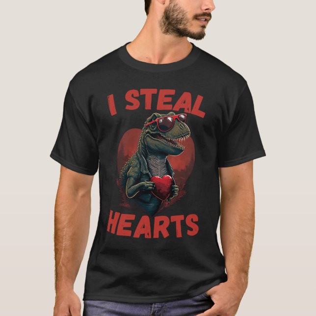 Camiseta I Steal Hearts Trex lovely Cute Baby Valentines Da (Frente)