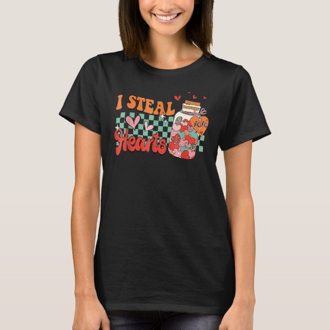Camiseta I Steal Hearts Xoxo Retro Groovy Valentines Day Dr (Frente)