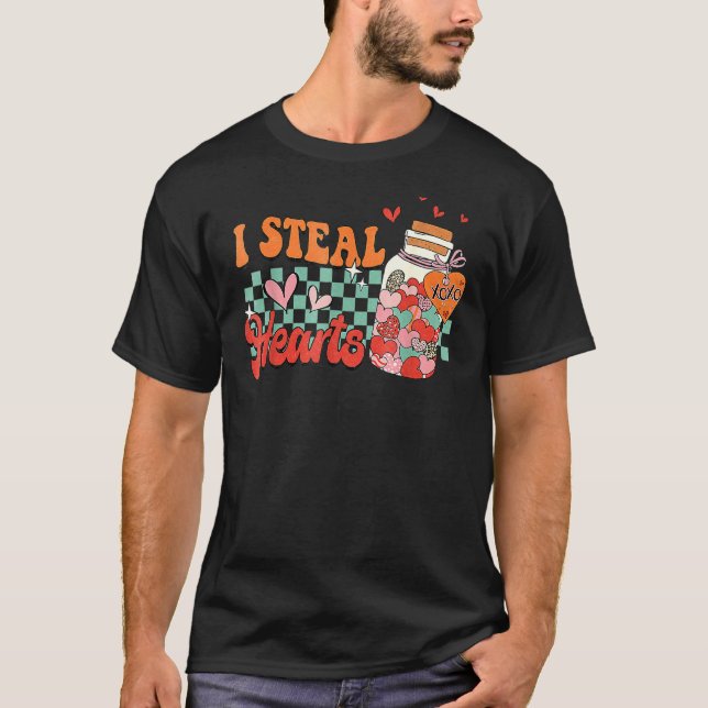 Camiseta I Steal Hearts Xoxo Retro Groovy Valentines Day Dr (Frente)