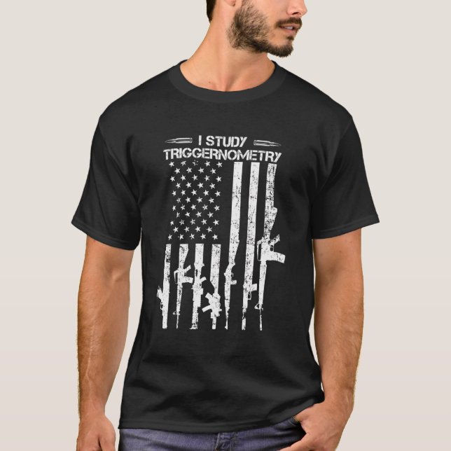 Camiseta I Study Triggernomtry Usa Flag Pro Guns Desenhando (Frente)
