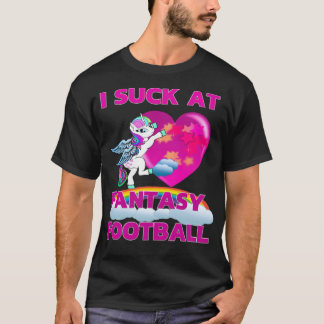 Camiseta I Suck at Fantasy Football Unicorn Rainbow not occ