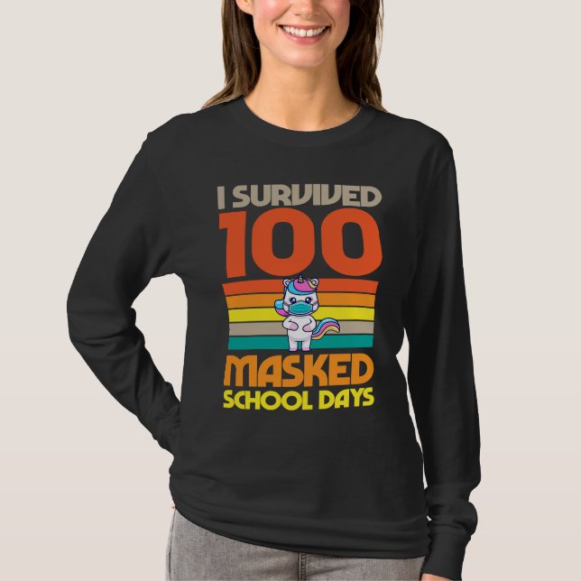Camiseta I Survived 100 Masked School Days 100 Days Of Scho (Frente)