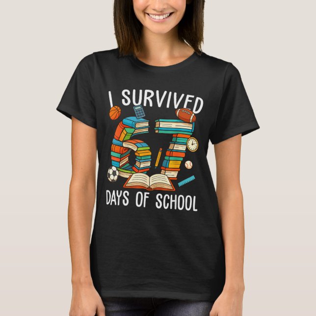 Camiseta I Survived 67 Day Of School Funny Kids Boys Six Se (Frente)