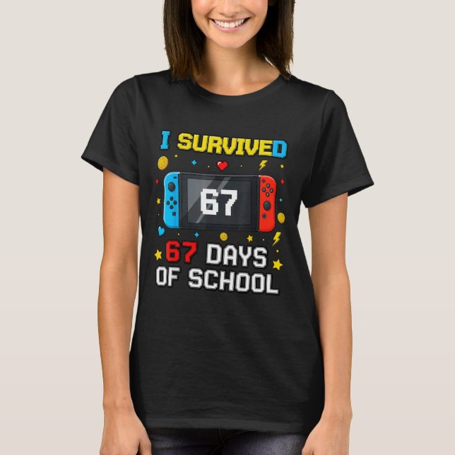 Camiseta I Survived 67 Days Of School 67 Funny Teacher Squa (Frente)