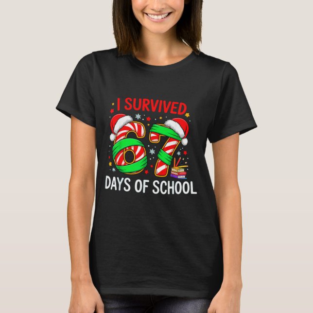Camiseta I Survived 67 Days Of School Christmas  (Frente)