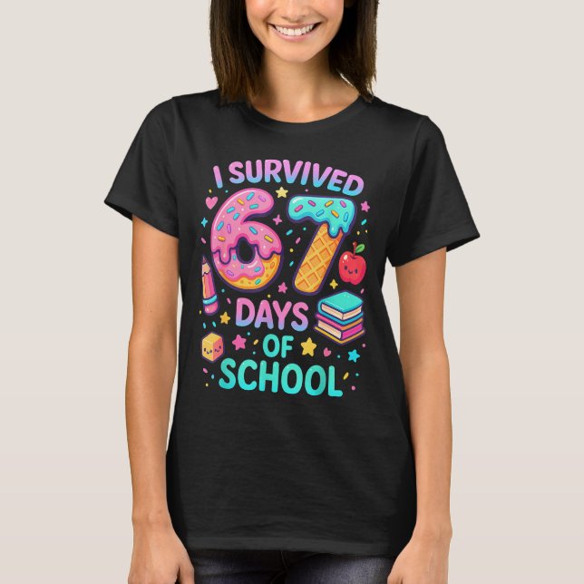 Camiseta I Survived 67 Days Of School Cute Kid Six Seven Ce (Frente)