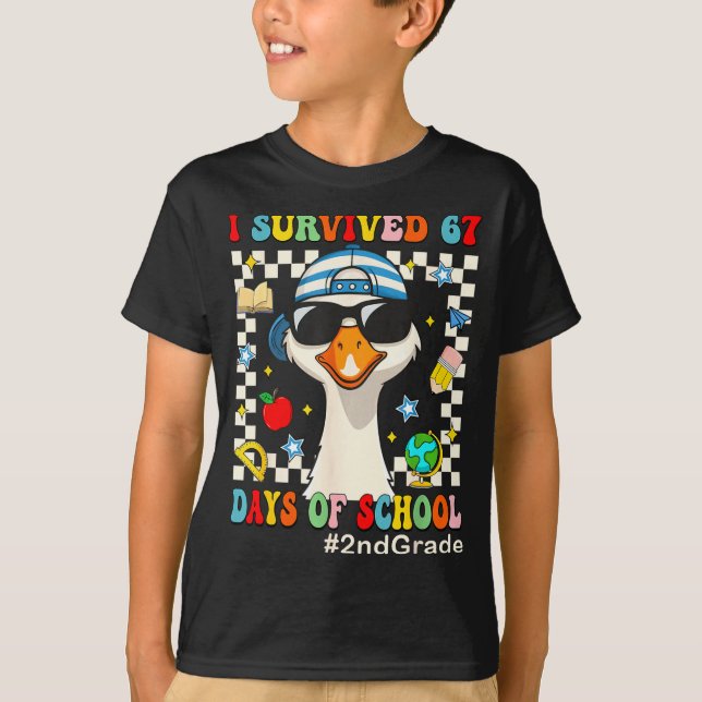 Camiseta I Survived 67 Days Of School Funny Goose Boys 2nd  (Frente)
