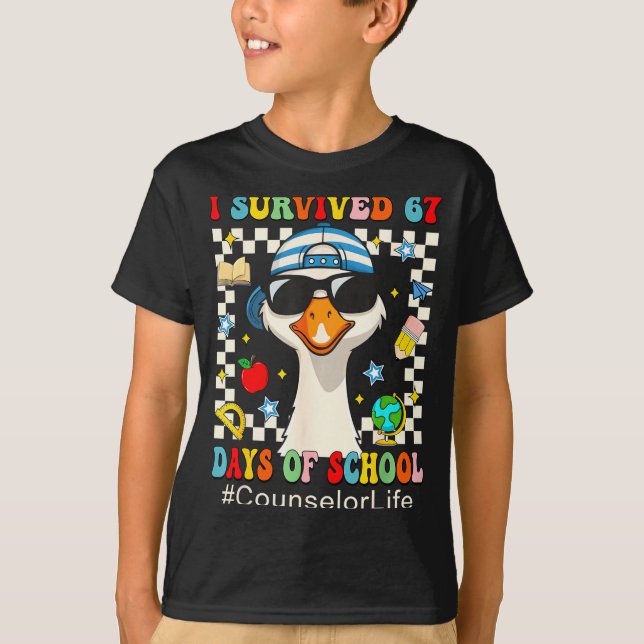 Camiseta I Survived 67 Days Of School Funny Goose Boys Coun (Frente)