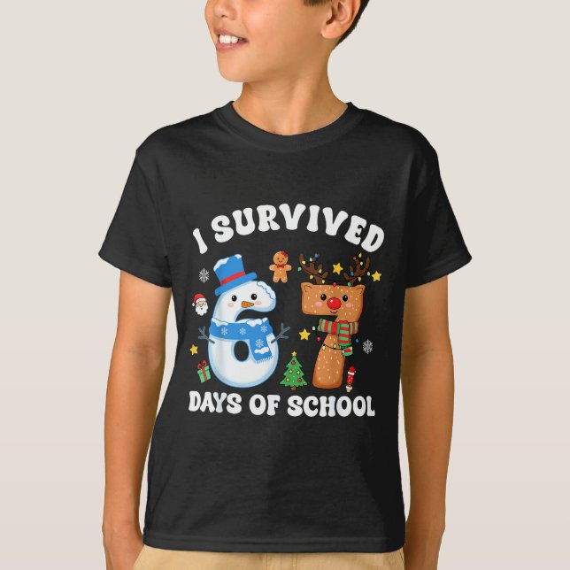 Camiseta I Survived 67 Days Of School Funny Meme Six Seven  (Frente)